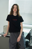 Caroline Chain Embroidered Crop Short Sleeve Tee