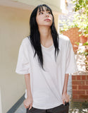 Slub Half U-Neck Short Sleeve T-Shirt