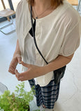 Kimin Shirring Strap Round Puff Blouse