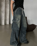 Summer cool cargo banding denim pants
