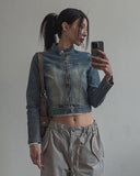 chade span biker denim jacket