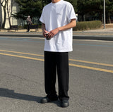 Flat ribbed knit banding pants
