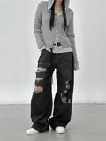 Button loose fit hooded long sleeve