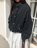 Bern Loose Fit Stud Cotton Bomber Jacket