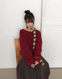 Oleun Stripe Color Matching Knit Muffler