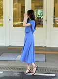 Decoline Puff Collar Short Zip-Up Jacket Banding Flare Skirt Set