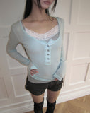 Echoes Button Long Sleeve T-shirt