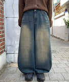 Fabens Washing Denim Balloon Wide Pants