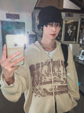 Atonic Lettering Hooded Zip-Up Knit
