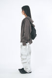 Mild sleeve wamer over knit hood zip-up