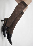 Check sheer knee socks