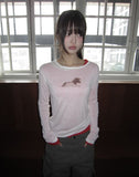 Dehin Pintuck Tencel Layered Long Sleeve T-shirt