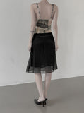 Ethnic Mesh Print Sheer Sleeveless