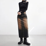 caro slit denim skirt