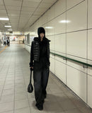 Black tech knit padding jacket