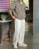 High neck knit zip-up cardigan