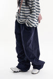 Smooth corduroy pintuck wide pants