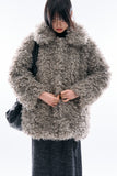 Milk plush collar fur coat