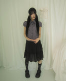 Coated Check Short Sleeve Blouse