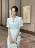 Riven Collar Puff Blouse Jacket (Belt Set)