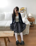 Mien Round Button Long Sleeve Cardigan
