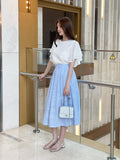 Eshuang Round Neck Chiffon Winged T-Blouse