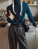 Leather shirring buckle cross bag