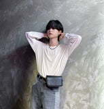 Loose-fit Silket U-Neck Long Sleeve T-shirt