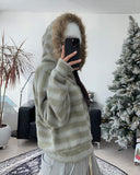 Ready Fur Crop Knit Hood Zip-Up