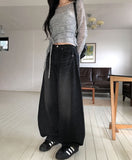 Verti Side Pintuck Balloon Denim Pants