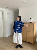 [unisex] Kosoni Color Stripe Boucle Short Sleeve Cardigan