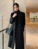 Leman Boucle Quilted Peaked Double Long Coat
