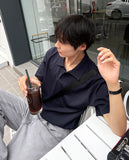 Collar Henry Neck Boonto Short Sleeve T-shirt