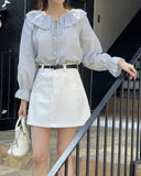 Aper Stripe Frill Blouse