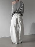 Sheer One-Shoulder Crop Sweatshirt