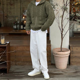 Foren cable zip-up cardigan knit