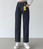 Raw banding brushed span no dyeing straight denim pants