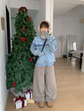 Anati corduroy color matching wide pants