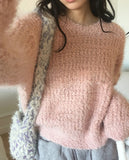 Pcong Bokashi Knit Fur Mini Shoulder Crossbody Bag