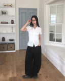 Kasen pleated shirring short sleeve shirt