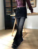 Kirit Pocket Bootcut Washed Denim Skirt Pants