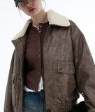 Donkey Shearling Collar Leather Jacket