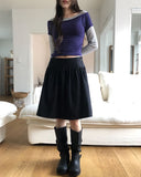 Huring Double Button Balloon Midi Skirt
