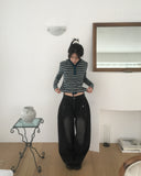 Welt Button Pocket Washed Balloon Denim Pants