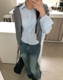 KN Crop Stripe Slim Shirt