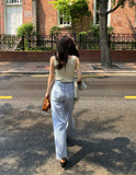 Antho summer cotton wide banding denim pants