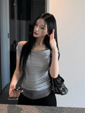 Soft Fit Layered Off-Shoulder Sleeveless