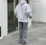 Grayish Blue Wide Denim Pants