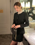 Newriel No Collar Wool Tweed Half Jacket