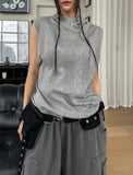 Mellie Ribbed High Neck Hood Sleeveless